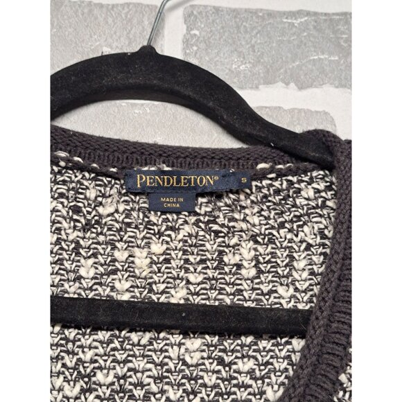 Pendleton Vintage Y2K knit Womens White & Black Crew Neck  Sweater Size Small - Picture 3 of 11